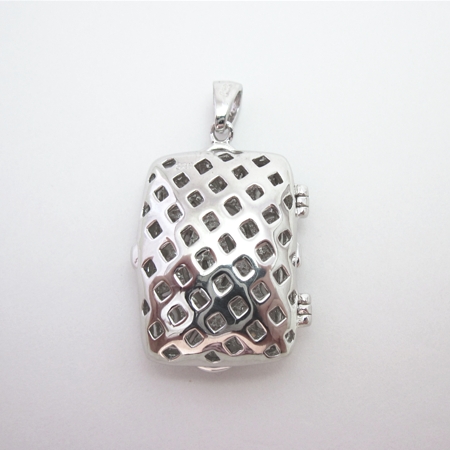 Rectangle and CZ "Viintage" Locket Pendant